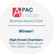 APAC Insider Business Awards 2024 — Winner, High Street Chambers, Most Trusted Divorce Law Firm 2024, Singapore